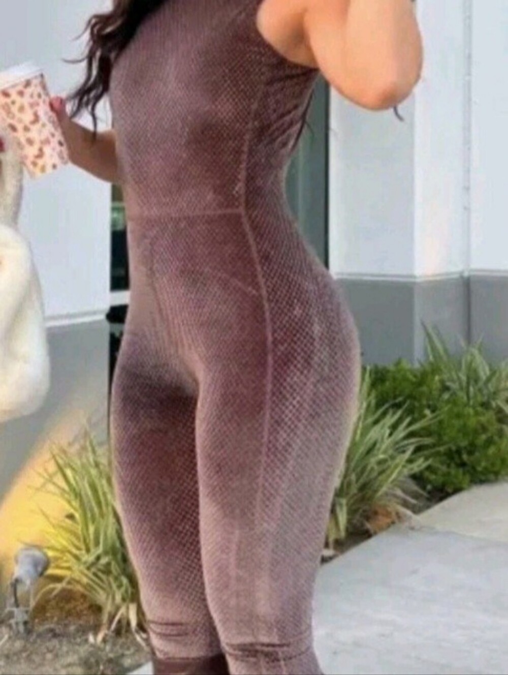 NEW FABLETICS Velour Mock-Neck 7/8 Jumpsuit Size L